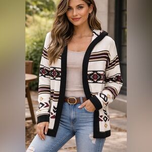 Wrangler Retro Southwestern Aztec Hooded Cardigan Sweater Women’s Large